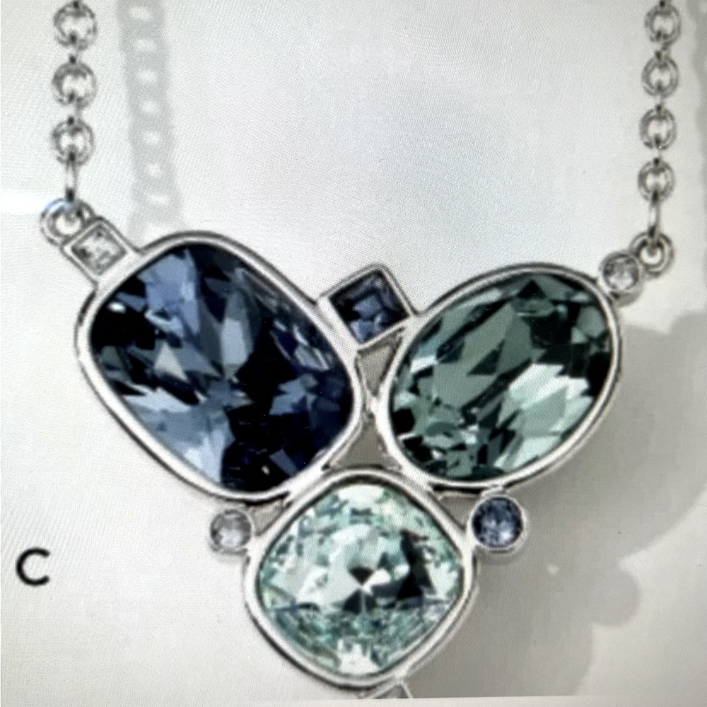 Touchstone Swarovski Crystal Blue Triad Necklace